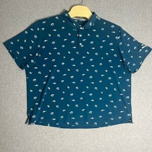 Puma Golf Men's Blue All‎ Over Parachute Print Short Sleeve Polo Shirt Size XXL